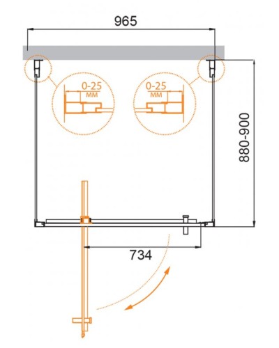 Душевой уголок CEZARES MOLVENO-BA2-100/90-C-Cr-IV