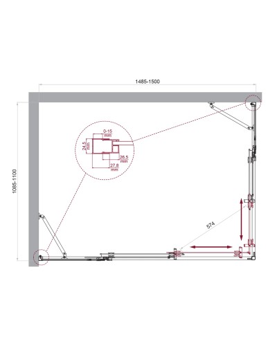 Душевой уголок BelBagno LUCE-AH-22-150/110-C-Cr