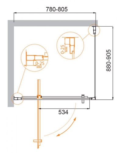 Душевой уголок CEZARES MOLVENO-AH-1-80/90-C-Cr-IV