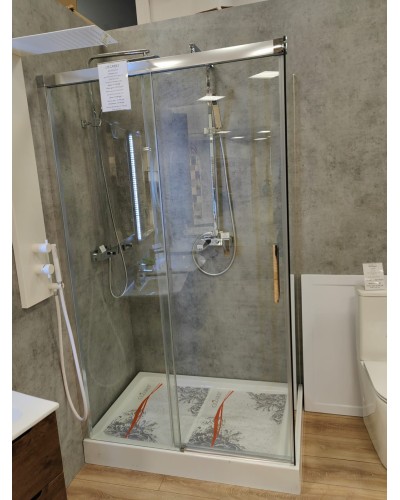 Комплект душевой уголок CEZARES DUET SOFT-AH-1-120/80-C-Cr-SALE с поддоном выставочный образец