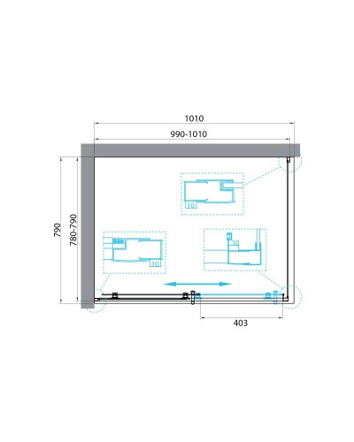 Душевой уголок BelBagno UNO-195-AH-1-100/80-C-Cr