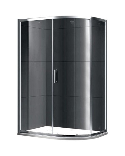 Душевой уголок Gemy Victoria 100х90 радиальный ассиметричный одна дверца профиль Хром стекло прозрачное