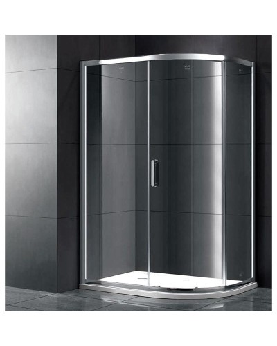 Душевой уголок Gemy Victoria 100х90 радиальный ассиметричный одна дверца профиль Хром стекло прозрачное