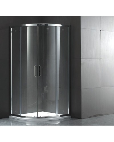 Душевой уголок Gemy Victoria 80х80 радиальный две дверцы профиль Хром стекло прозрачное