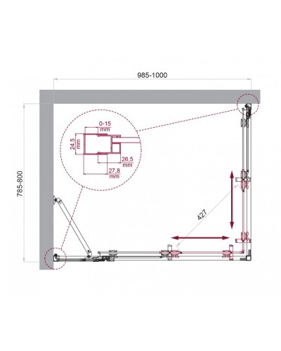 Душевой уголок BelBagno LUCE-AH-21-100/80-C-Cr