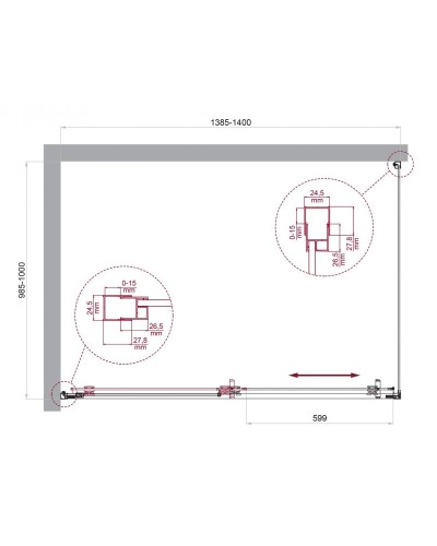 Душевой уголок BelBagno LUCE-AH-1-140/100-C-Cr