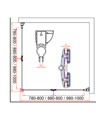 Душевой уголок CEZARES ELENA-W-ASH-2-80/100-C-Cr