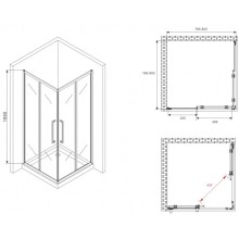 Душевой уголок 80х80 см Abber Schwarzer Diamant AG02080BDTH тонированное