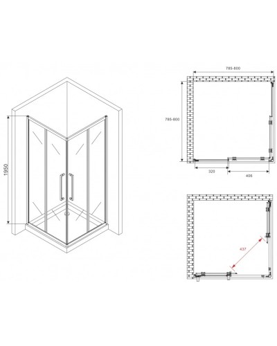 Душевой уголок 80х80 см Abber Schwarzer Diamant AG02080BDTH тонированное