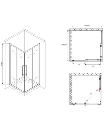 Душевой уголок 80х80 см Abber Schwarzer Diamant AG02080BMH матовое
