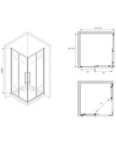 Душевой уголок 100х100 см Abber Schwarzer Diamant AG02100BDTH тонированное