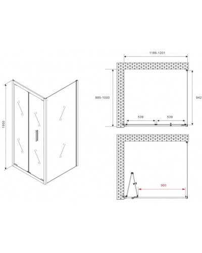 Душевой уголок 120х100 см Abber Sonnenstrand AG07120B-S100B прозрачное