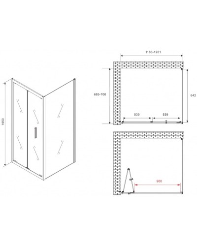 Душевой уголок 120х70 см Abber Sonnenstrand AG07120B-S70B прозрачное