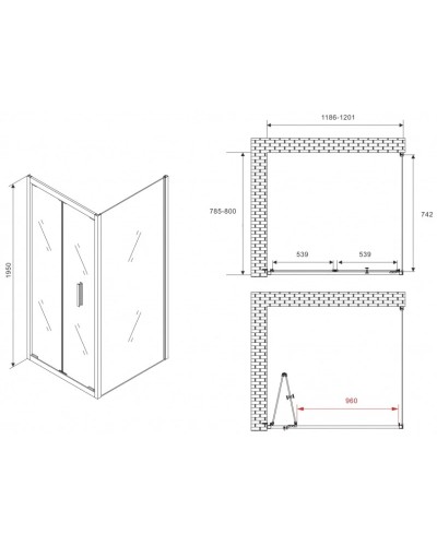 Душевой уголок 120х80 см Abber Sonnenstrand AG07120B-S80B прозрачное