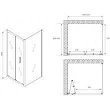 Душевой уголок 120х85 см Abber Sonnenstrand AG07120B-S85B прозрачное