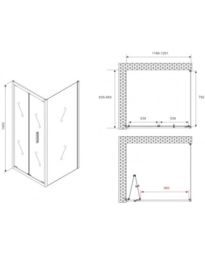 Душевой уголок 120х85 см Abber Sonnenstrand AG07120B-S85B прозрачное