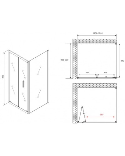 Душевой уголок 120х90 см Abber Sonnenstrand AG07120B-S90B прозрачное