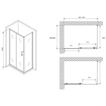 Душевой уголок 100х60 см Abber Schwarzer Diamant AG301005-S605 прозрачное