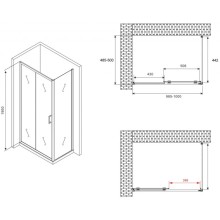 Душевой уголок 100х50 см Abber Schwarzer Diamant AG30100B-S50B прозрачное