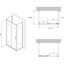 Душевой уголок 100х60 см Abber Schwarzer Diamant AG30100B-S60B-S60B прозрачное