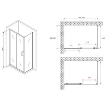Душевой уголок 100х50 см Abber Schwarzer Diamant AG30100B5-S50B5 прозрачное
