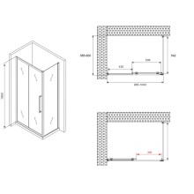 Душевой уголок 100х60 см Abber Schwarzer Diamant AG30100MH-S60M матовое