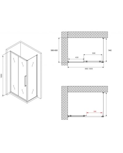 Душевой уголок 100х60 см Abber Schwarzer Diamant AG30100MH-S60M матовое