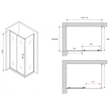 Душевой уголок 110х60 см Abber Schwarzer Diamant AG30110B5-S60B5 прозрачное