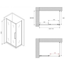 Душевой уголок 110х50 см Abber Schwarzer Diamant AG30110BH-S50B прозрачное