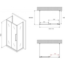 Душевой уголок 110х60 см Abber Schwarzer Diamant AG30110BH-S60B-S60B прозрачное