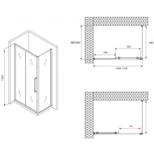 Душевой уголок 110х50 см Abber Schwarzer Diamant AG30110H-S50 прозрачное