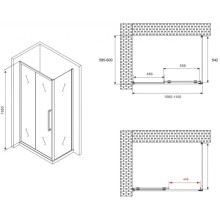 Душевой уголок 110х60 см Abber Schwarzer Diamant AG30110H-S60 прозрачное