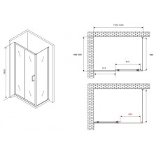 Душевой уголок 120х50 см Abber Schwarzer Diamant AG301205-S505 прозрачное