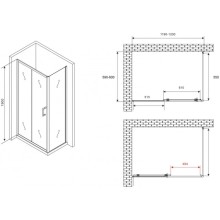 Душевой уголок 120х60 см Abber Schwarzer Diamant AG301205-S605 прозрачное