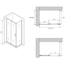 Душевой уголок 120х60 см Abber Schwarzer Diamant AG30120B-S60B прозрачное