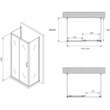 Душевой уголок 120х60 см Abber Schwarzer Diamant AG30120B-S60B-S60B прозрачное