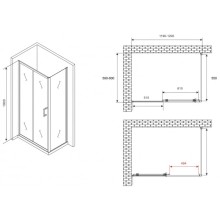 Душевой уголок 120х60 см Abber Schwarzer Diamant AG30120B5-S60B5 прозрачное