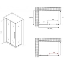 Душевой уголок 120х50 см Abber Schwarzer Diamant AG30120MH-S50M матовое