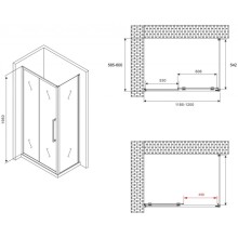 Душевой уголок 120х60 см Abber Schwarzer Diamant AG30120MH-S60M матовое