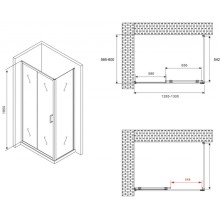Душевой уголок 130х60 см Abber Schwarzer Diamant AG30130B-S60B прозрачное