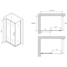 Душевой уголок 130х50 см Abber Schwarzer Diamant AG30130B5-S50B5 прозрачное