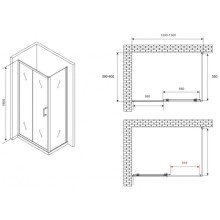 Душевой уголок 130х60 см Abber Schwarzer Diamant AG30130B5-S60B5 прозрачное