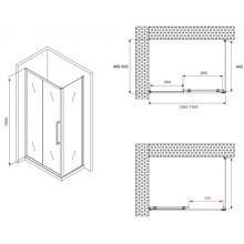 Душевой уголок 130х50 см Abber Schwarzer Diamant AG30130MH-S50M матовое