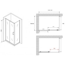 Душевой уголок 140х60 см Abber Schwarzer Diamant AG301405-S605 прозрачное