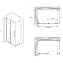 Душевой уголок 140х60 см Abber Schwarzer Diamant AG30140BH-S60B прозрачное