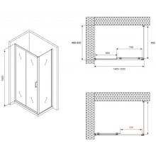 Душевой уголок 150х50 см Abber Schwarzer Diamant AG30150B-S50B прозрачное