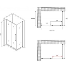 Душевой уголок 150х50 см Abber Schwarzer Diamant AG30150MH-S50M матовое