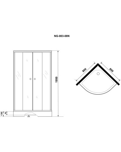 Душевой уголок с поддоном 80х80х195 см Niagara NG-003-14 матовое