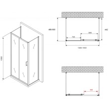 Душевой уголок 160х50 см Abber Schwarzer Diamant AG30160B-S50B-S50B прозрачное