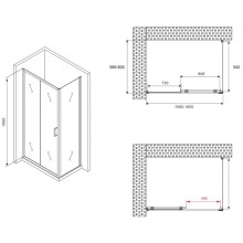 Душевой уголок 160х60 см Abber Schwarzer Diamant AG30160B-S60B прозрачное